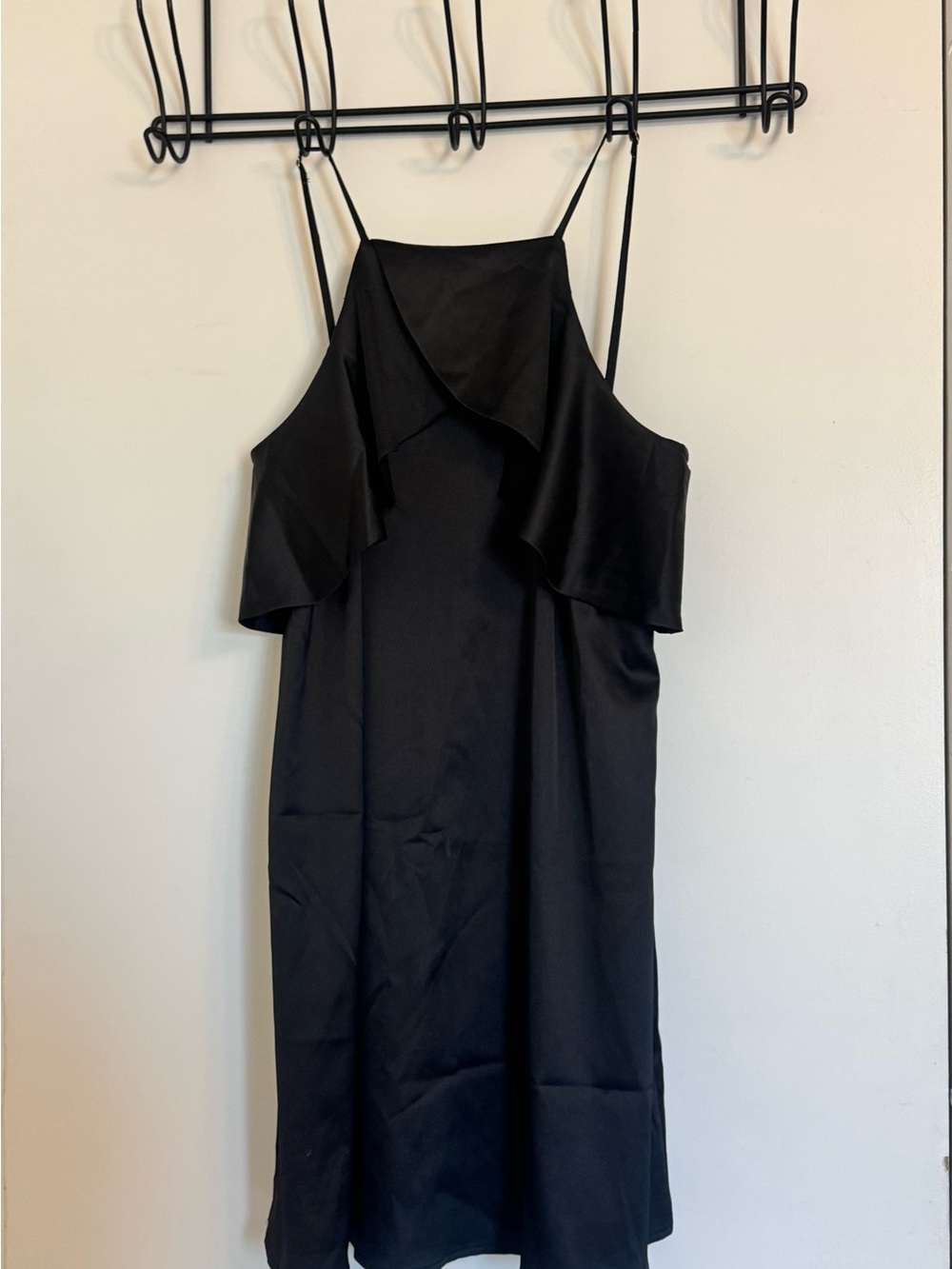 Lulu's Black Ruffle Slip Mini Dress